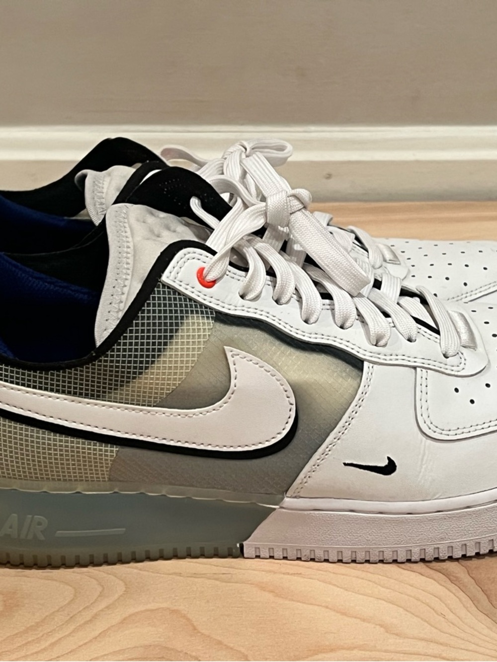 Nike Air Force 1 Low React Men's Split White Photo Blue Size 11.5M
